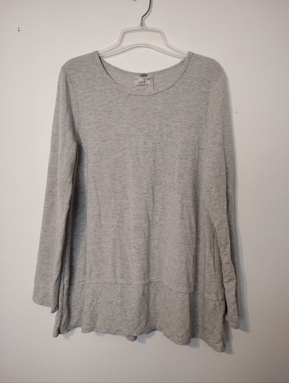 Cupio Grey Lace Up Back Long Sleeve Top Shirt